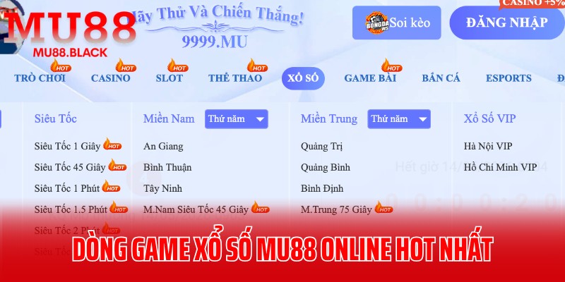 Những dòng game xổ số MU88 online hot nhất 2026